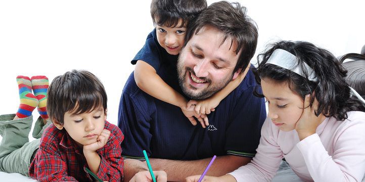 Happy family with several members